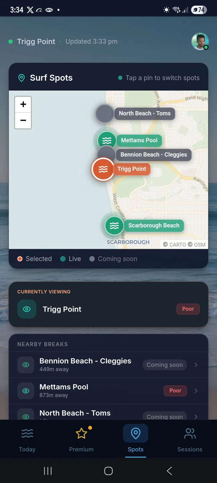 Your local surf spots.